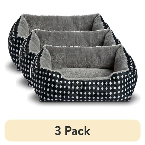 (3 pack) Cuddler Small Dog or Cat Bed, Black 19" x 15" - Picture 1 of 5